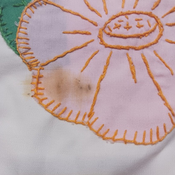 VTG Apron Floral Handmade Embroidered Pockets Bib Smock Pink Cottage farmcore - Picture 13 of 13